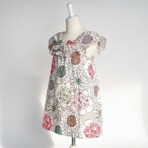 100% Cotton Floral Top Dress with Ruffle Front Girls Size 4t